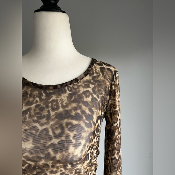 Sheer Leopard Print Longsleeve Top (size medium) - Picture 6 of 8